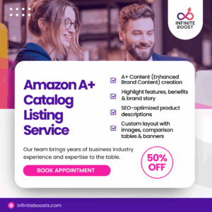 Amazon A+ content listing service with enhanced product visuals and descriptions