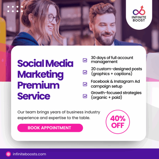 Premium social media marketing package with ad campaigns and performance reports – InfiniteBoost